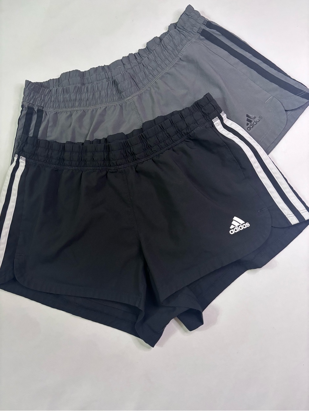 adidas Black and Gray Women's Athletic Shorts with Contrast Stripes ( 2 shorts)